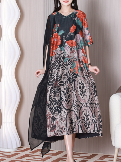 Women's Red A-line Dress