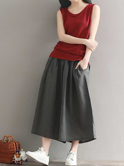 Evatrends Wide-leg Trouser, Bottom, Loose Wide leg, Loose Trouser, Cropped pant, Plain wide leg