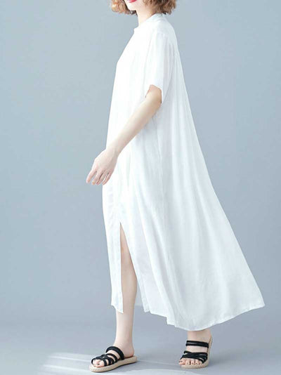 Evatrends Cotton Shirt dress, Short sleeves, Plain Dress, front buttons with open style, Shirt Dress, Different Color