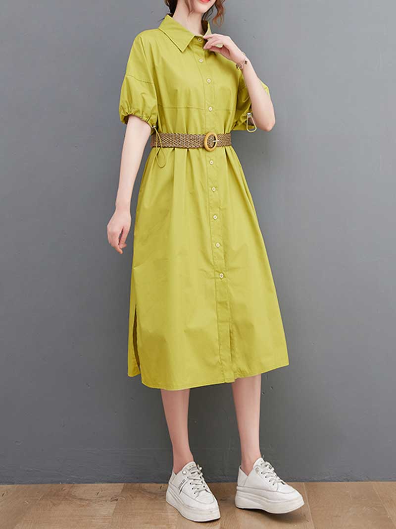 Yellow dress best sale with white collar