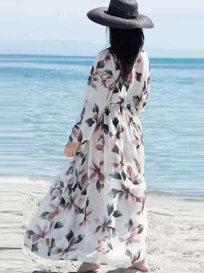 Evatrends cotton gown robe printed kimonos, Outerwear, polyester, Nightwear, long kimono, Board Sleeves, loose fitting, printed, Belted