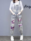 Dungarees cotton denim jeans ,vintage retro style overall, Adjustable straps, Printed. Double side pockets, Cat print