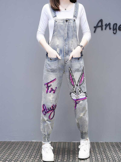 Dungarees cotton denim jeans ,vintage retro style overall, Adjustable straps, Printed. Double side pockets, Cat print