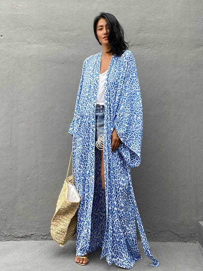 Evatrends cotton gown robe printed kimonos, Outerwear, Rayon 100%, Nightwear, long kimono, Board Sleeves, different color, loose fitting, Printed, fashionshow, kimono,