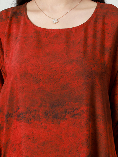 Women's Red Casual Midi-Dress