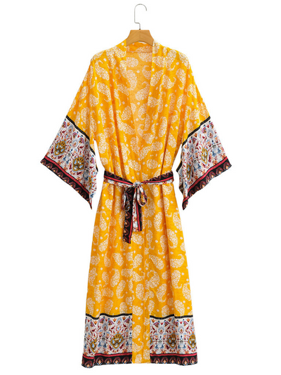 Women's long Kimono Robe, Dressing Gown, printed Kimono, Boho Kimono, Loungewear