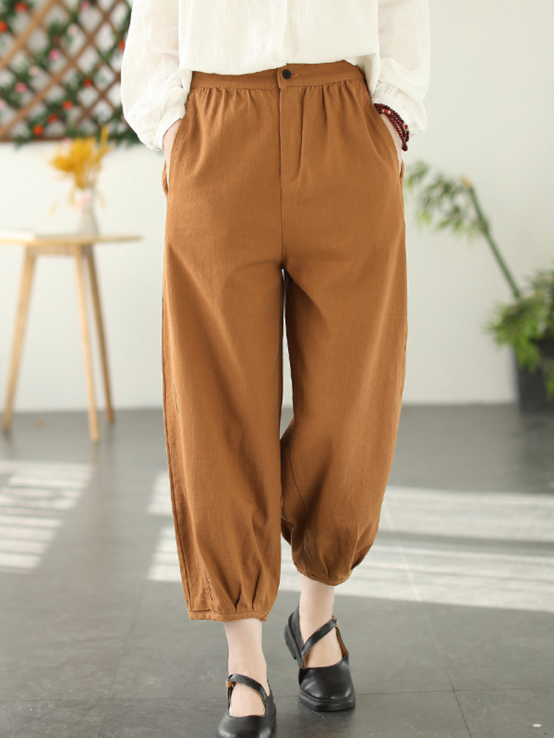 Women's Orange Loose Harem Trousers