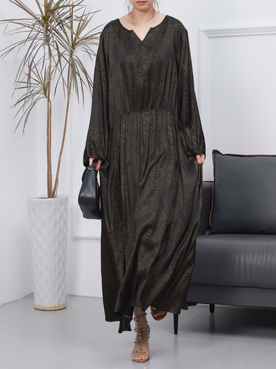Womnen's Spring V-Neck Long Sleeves Dress