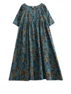 Women's Blue Retro Smock Dress