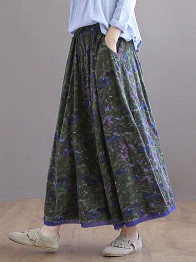 Double Layers Floral Printing Skirt
