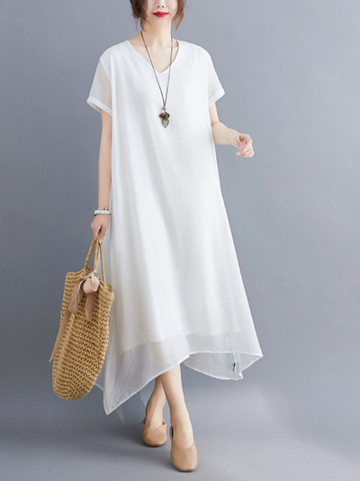Women's White A-line Dress