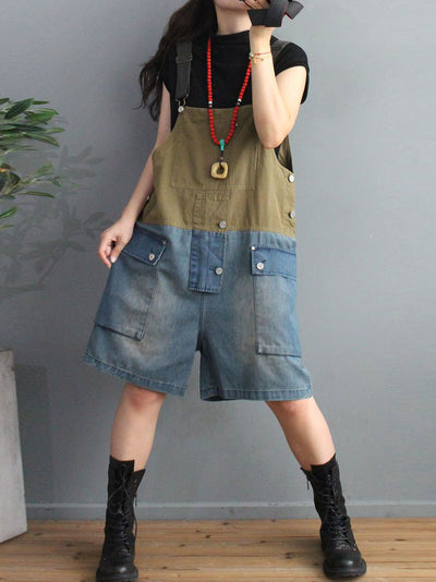 Dungarees, denim, vintage retro style overall, Short Dungaree