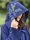 Rose Embroidered with Hat Cape Coat