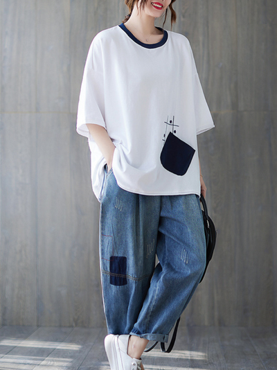 Women's Cotton Round Neck Top