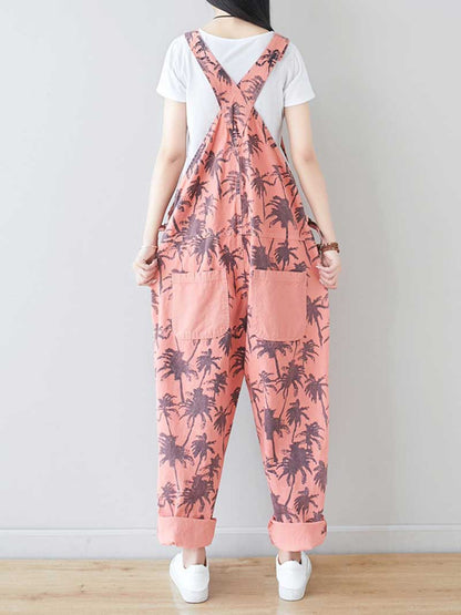 Dungarees cotton denim Printed ,vintage retro style overall, Adjustable straps, double side pockets, comfortable overall