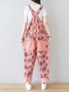 Dungarees cotton denim Printed ,vintage retro style overall, Adjustable straps, double side pockets, comfortable overall