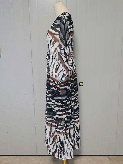 Evatrends cotton gown robe printed kimonos, Outerwear, polyester, Nightwear, long kimono, Board Sleeves, loose fitting, printed, Belted