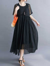 Embroidered Silk A-line Dress