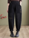 Women's Winter Embroidery Fleece Thickened Loose Jeans Harem Pants