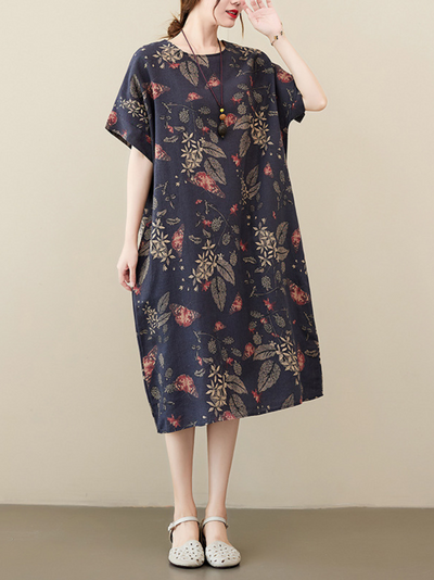 women's printed smocked dress