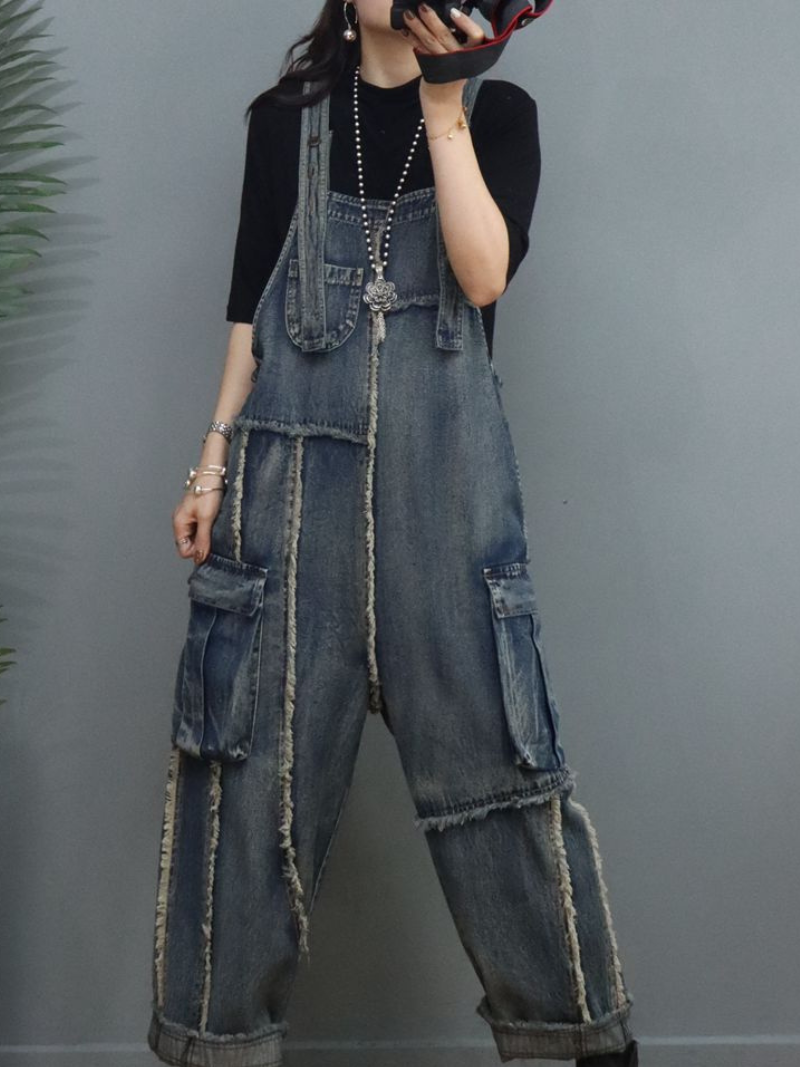 Women's Blue Loose Overalls