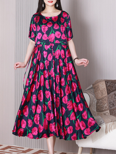 Women's Rose Red A-line Dress