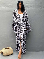 Evatrends cotton gown robe printed kimonos, Outerwear, Rayon 100%, Nightwear, long kimono, Board Sleeves, different color, loose fitting, Printed, fashionshow, kimono,