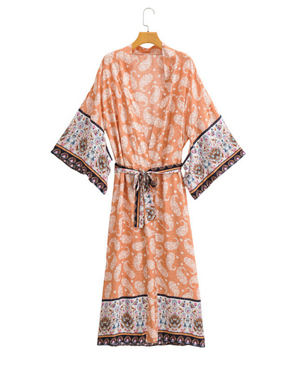 Women's long Kimono Robe, Dressing Gown, printed Kimono, Boho Kimono, Loungewear