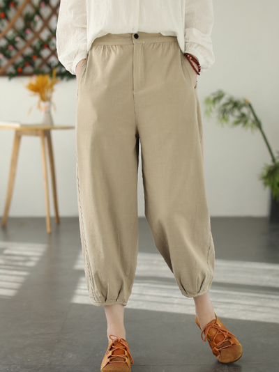 Women's Light-Khaki Loose Harem Trousers