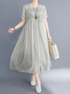 Embroidered Silk A-line Dress