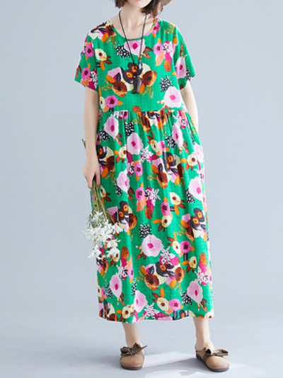 women's green smock dress