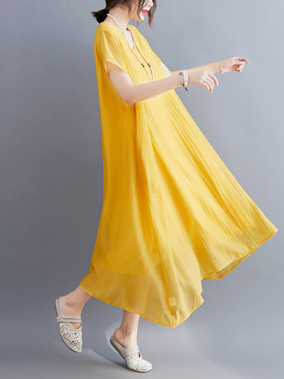 Women's Yellow A-line Dress