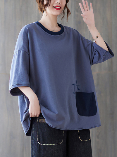 Women's Blue Loose Top