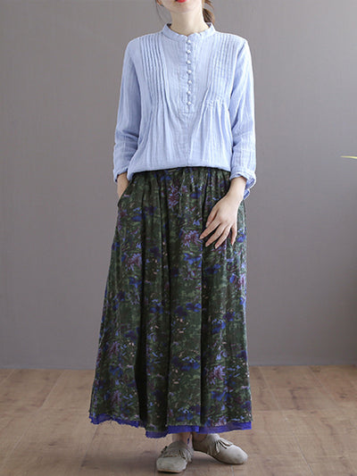 Double Layers Floral Printing Skirt