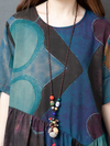 women's blue A-line dress with side pocket