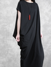Women's stylish solid color long maxi dress loose bat sleeve long skirt