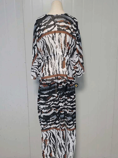 Evatrends cotton gown robe printed kimonos, Outerwear, polyester, Nightwear, long kimono, Board Sleeves, loose fitting, printed, Belted