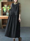 Women's Corduroy Black A-Line Dress