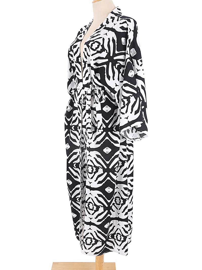 Evatrends cotton gown robe printed kimonos, Outerwear, Rayon 100%, Nightwear, long kimono, Board Sleeves, different color, loose fitting, Printed, fashionshow, kimono,