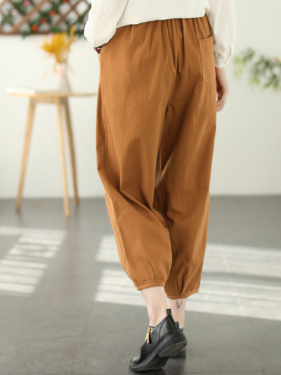 Women's Loose Harem Button Trousers