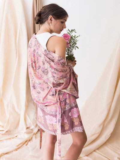 Evatrends cotton gown robe printed kimonos, Outerwear, Cotton, Viscose, Nightwear, long kimono, Bordered sleeves & bottom, Kimono Broad Long sleeves, loose fitting, Floral Bohemian Print, Belted