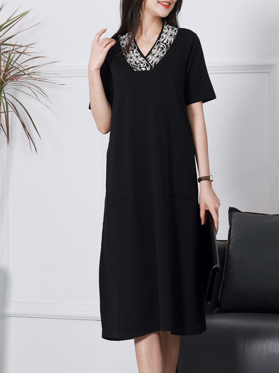 Women's V-Neck Midi-Dress