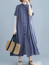 Evatrends Cotton Shirt dress, Short sleeves, Plain Dress, front buttons with open style, Shirt Dress, Different Color