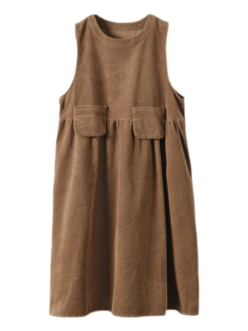 Women's Corduroy Coffee A-Line Dress
