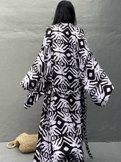 Evatrends cotton gown robe printed kimonos, Outerwear, Rayon 100%, Nightwear, long kimono, Board Sleeves, different color, loose fitting, Printed, fashionshow, kimono,