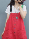 Women's Red Denim Overalls