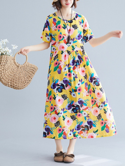 women's yellow smock dress