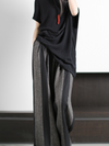 Women's two piece set irregular shirt and wide-leg pants dress