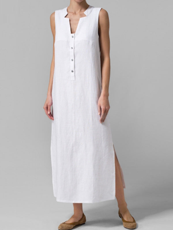 Button Align Slide-On Maxi Dress