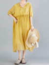 Cotton Short Sleeves A-Line Dress
